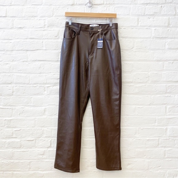 Abercrombie || Curve Love The '90s Straight Ultra High Rise Brown 28P 6P NWT - Picture 1 of 9